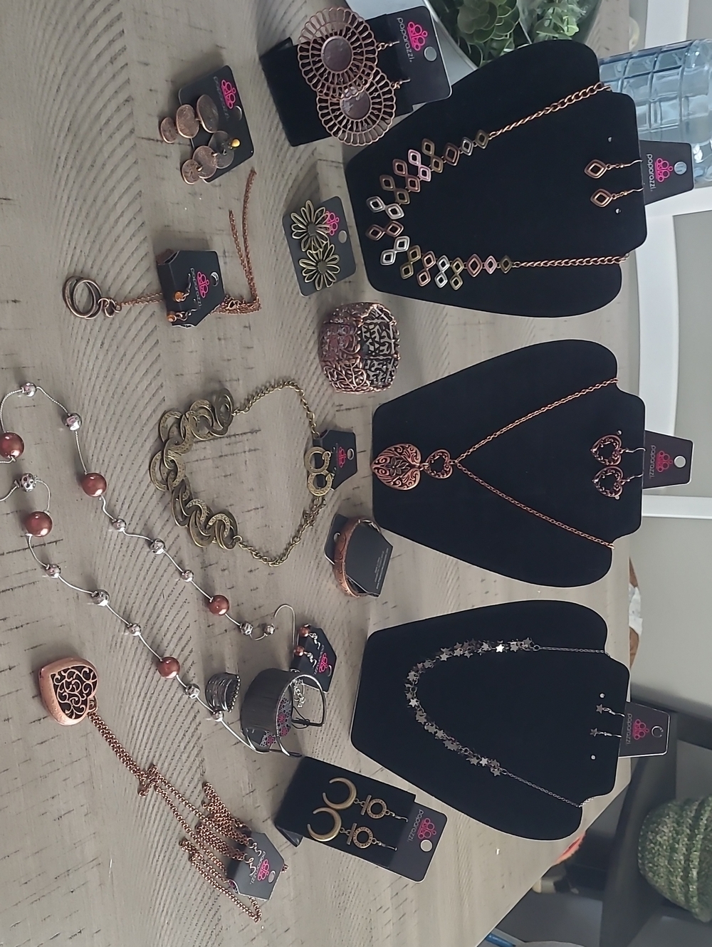 Mixed Copper-Tone Jewelry Set - Necklaces, Earrings, Rings